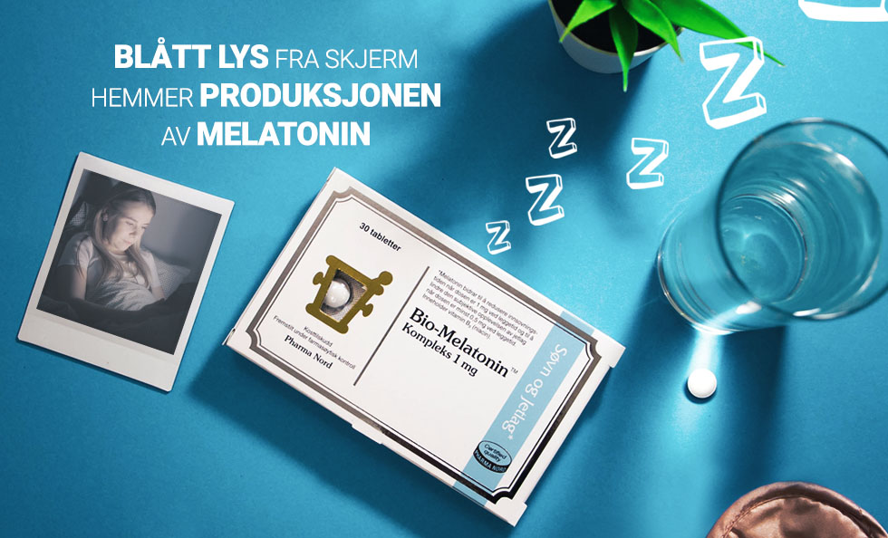 Blått lys fra skjerm hemmer produksjonen av melatonin